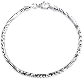 10pcs Top Quality 8 inch Snake Chain Charm Bracelet 3mm Sterling Silver plated