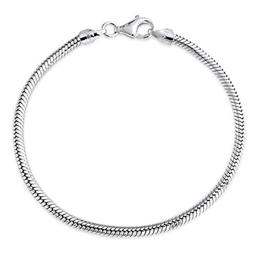 10pcs Top Quality 8 inch Snake Chain Charm Bracelet 3mm Sterling Silver plated