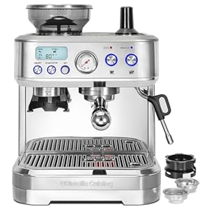Espresso Machine with Grinder, Espresso Maker with 58MM Portafilter & Milk Frother, Latte Machine, Cappuccino Machines for Home, Automatic Stainless Steel Expresso Coffee Machines
