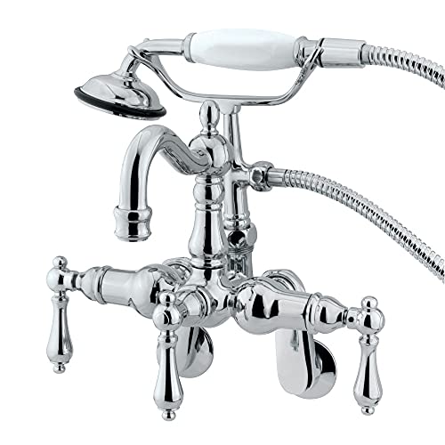 Kingston Brass CC1302T1 Heritage Vintage Leg Tub Filler with Hand Shower, Metal Lever Handle, Polished Chrome