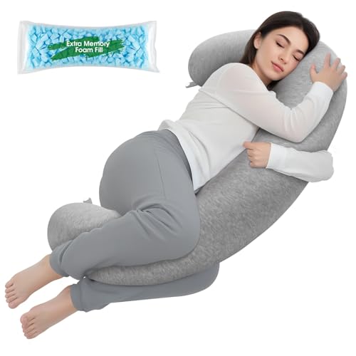 TranquilRelax C Shaped Body Pillow for Side Sleepers, Memory Foam Long Pillow for Leg, Hip & Back...
