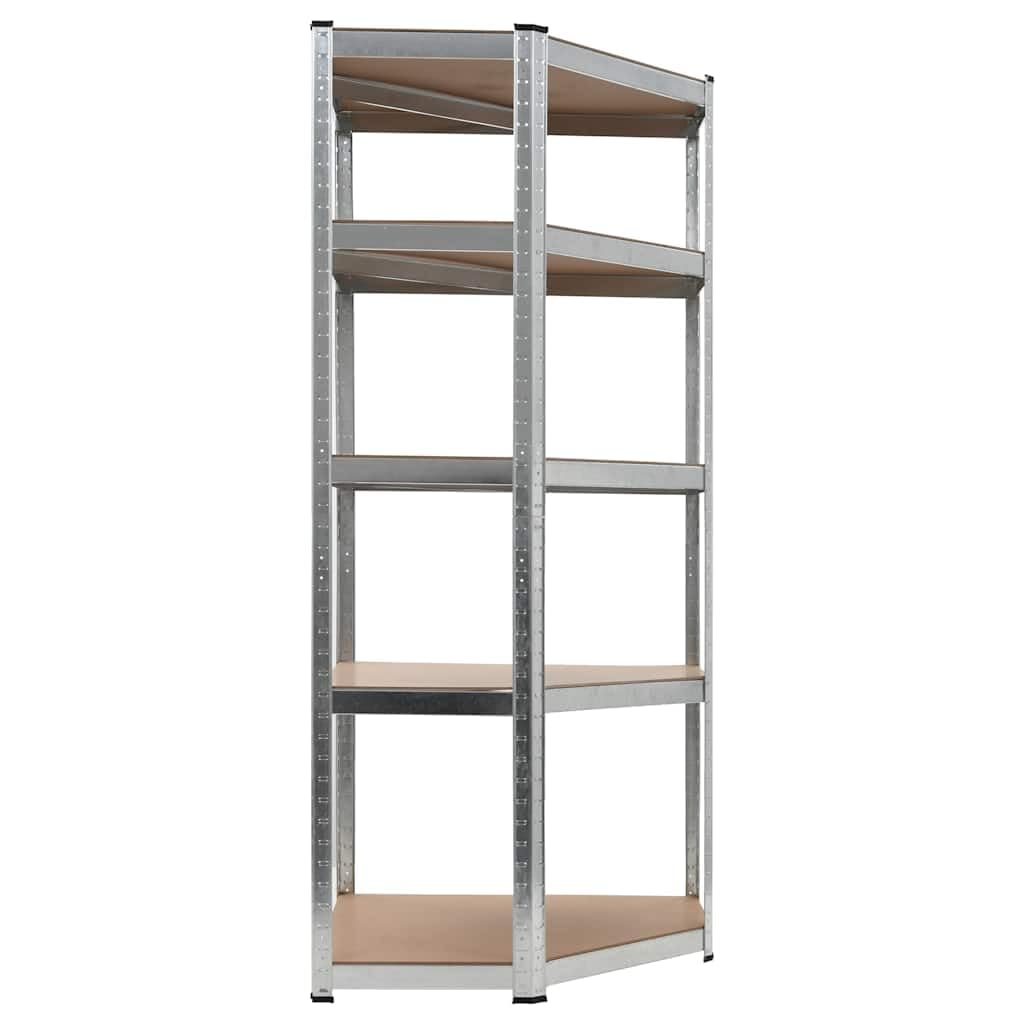 Scaffale angolare con 5 ripiani, scaffale per carichi pesanti in acciaio zincato e legno 75 x 75 x 180 cm, scaffale per cantina, garage e officina