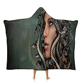 Greek Mythology Medusa Wearable Hooded Blanket Soft Warm Throw Blanket Robe Cloak Wrap For Bed Sofa