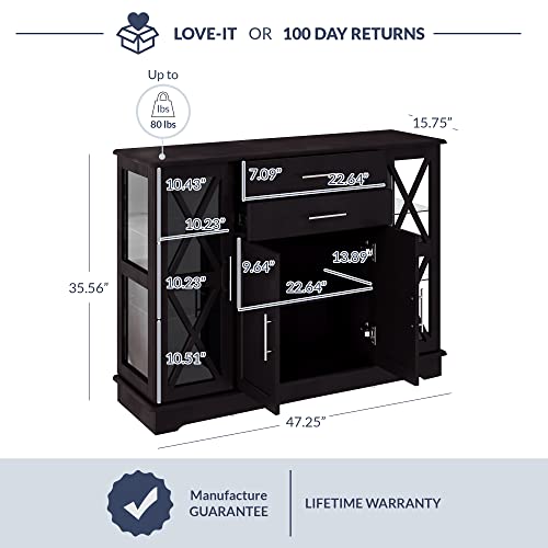 image for BELLEZE Wood 47 Inch Sideboard Buffet Storage Cabinet Console Sofa Tab