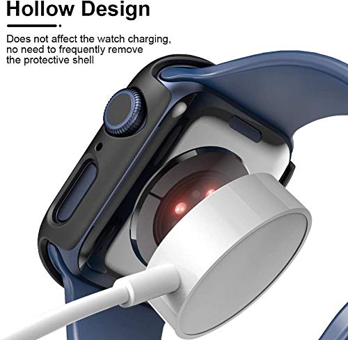 Tauri 2 Pack Hard Case Designed For Apple Watch Se/Series 6/5/4 40Mm With 9H Tempered Glass Screen Protector, [Touch Sensitive] [Full Coverage] Slim Bumper Protective Cover, Black+Clear #TOP2