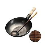 YNIYUJKL Stahl-Wokpfanne Aus Gusseisen Im Mandarin-Stil, Vorgewürzt, Antihaft-Wok Der Classic-Serie