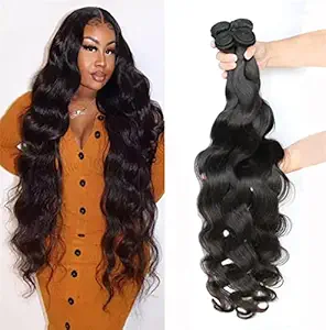 YISEA Human Hair Bundles Body Wave 4 Bundles (30 28 26 24 inches) 12A Grade Brazilian Virgin 100% Unprocessed Human Hair Body Wavy Bundles Natural Black Weave Hair Extensions