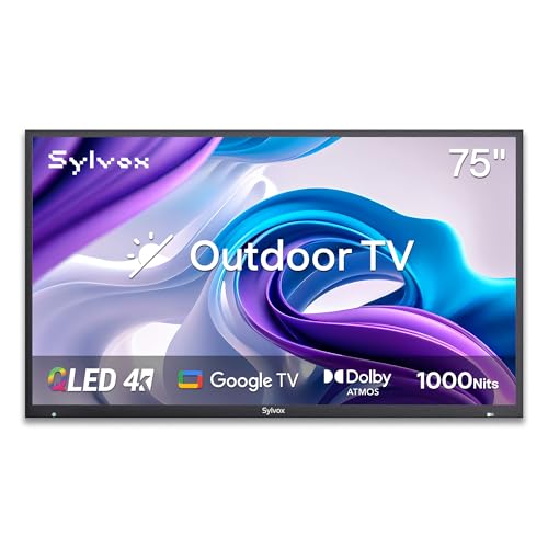 Image of SYLVOX 75 inch QLED Outdoor TV, 4K Anti-Glare Screen, Dolby Atmos, Google TV
