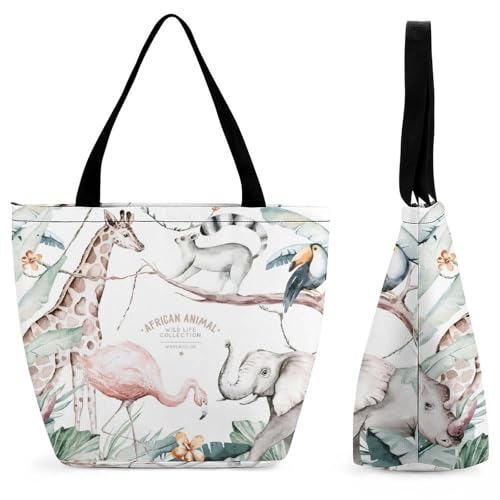 Sac à main pour femme girafe éléphant grand format pour le shopping et les voyages