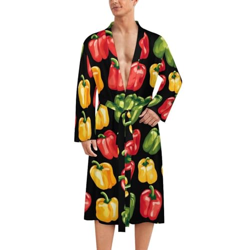 Albornoz de baño para hombre Bell Pepper bata de manga larga hasta la rodilla