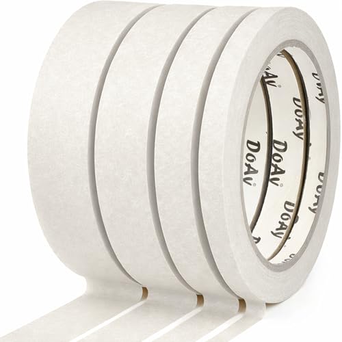 Image of 4 Pack White Painters Tape - Masking Tape 0.25 inch, 0.50 inch, 0.75 inch, 1 inch Wide - Multi-Surface, Smart Adhesion, Multi-Size Pack - 360FT Total - Paint Tape for DIY, Labeling, Art, Car (#3910)