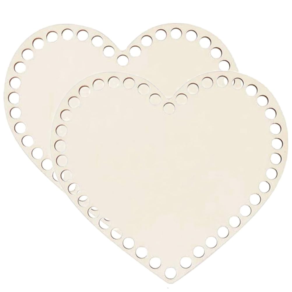 2pcs Bag Woven Base Crochet Shaper Bottom Bag Bottom Shaper Bag DIY Supply Bucket Round Baskets Heart Shape Blank Bottom Weaved Basket Round Woven Basket Bag Base Shaper Decor Wood-image-11
