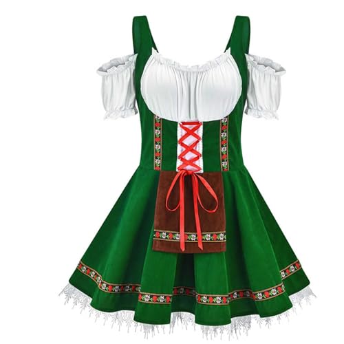 Generic - Beer Maid Costume Women Oktoberfest Dress German Bavarian Dirndl Halloween Party Cosplay Outfit Green