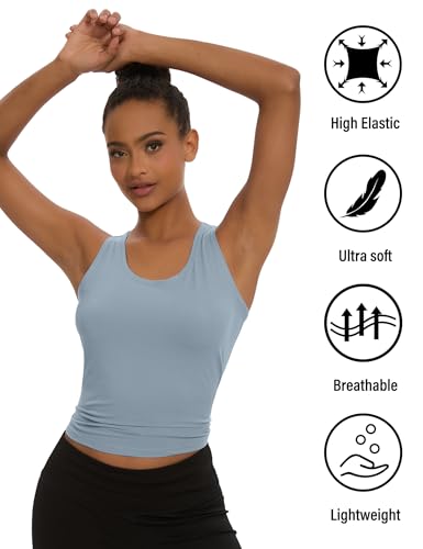 5 Pack Women's Workout Racerback Tank Tops Spandex Yoga Athletic Running Gym Sports Crop Tops for Women3