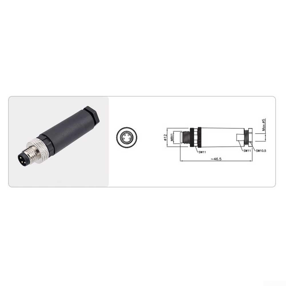 Luftfahrt-Stecker, M8 3-4 Pin wasserdicht IP67 Industriekabelstecker für Datenkommunikation und IO-Verbindungen, PA66 Kunststoff ungeschirmter Rundstecker (3-adrig)
