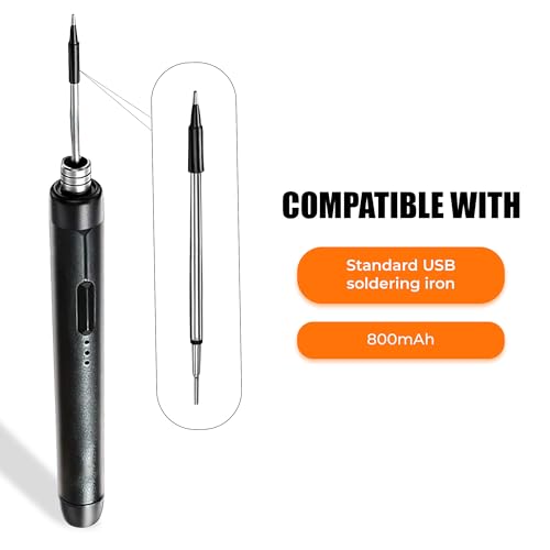 Image of 3PCS C210 (Type B) Soldering Iron Tips, USB Soldering Iron Round Tip 5V Battery 8W Rework Accessories, C210-B Compatible with 800mAh and 1000mAh USB Soldering Iron