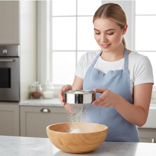 SHINEOFI 2pcs Stainless Steel Flour Sieve - Manual Round Sifter for Perfectly Sifted Flour, Sugar, and More - Image 8
