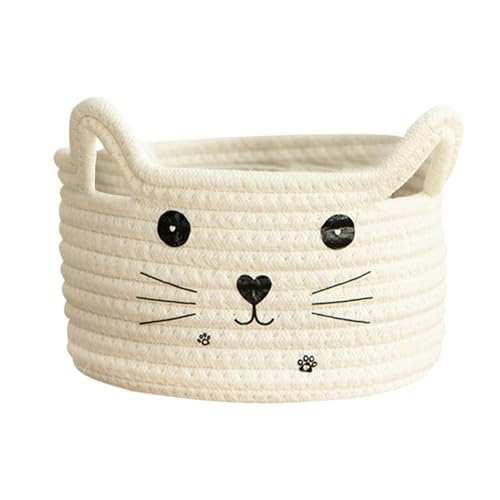 Cesto gatto di alghe - organizzatore giocattolo intrecciato a mano, contenitore con corda di juta | 8.26*4.72 in cestino di stoccaggio rustico, cestino decorativo ecologico, scaffale di ingresso del'