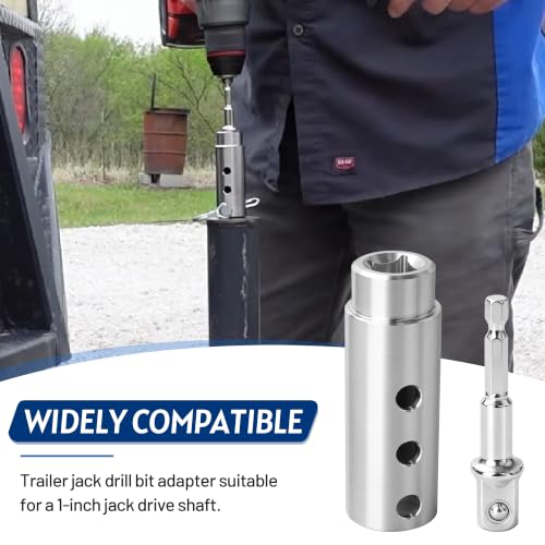 Image of Trailer Jack Drill Adapter for 1 /2-Inch Socket Head 1-Inch Jack Drive Shaft | Camper Jack Drill Adapter, Suitable for RVs and Dump Trailers, Upgraded Stainless Steel Heavy-Duty Drill Adapter