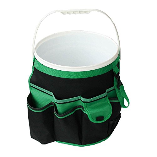 Apollo Tools Garden Tool Organizer with 34 Pockets Fits Any 5 Gallon Bucket. Green/Black - DT0825