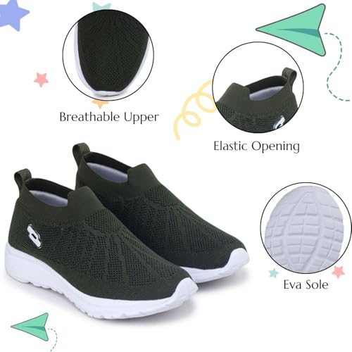 Image of TRASE Sports Slip-On Shoes for Kids | Knitted Upper Lightweight Footwear for Boys & Girls | Comfortable EVA Sole and Breathable Shoes for Walking & Play