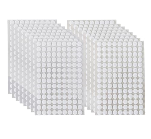 JZGEL 2016Pcs (1008 Pairs) 0.39in/10mm Diameter Hook and Loop Self Adhesive Dots Tapes, White Nylon Sticky Back Dots, Fastener Round Tapes for Home, Office and Classroom