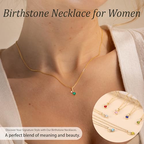 Mom Birthday Gifts, Mother Day Necklaces Gifts for Mom Birthstone Necklace for Women Non Tarnish Gold Necklace with Birthstone 21st 30th 40th Birthday Gifts for Her Sister Daughter Adjustable Christmas Jewelry