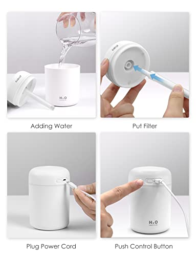 KARUQI Luftbefeuchter, Mini USB Ultraschall Humidifier mit 300ml Wassertank, Automatische Abschaltung und Super leise… – Bild 6