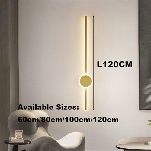 Lámpara de pared de salón LED regulable de aluminio negro 1m 6