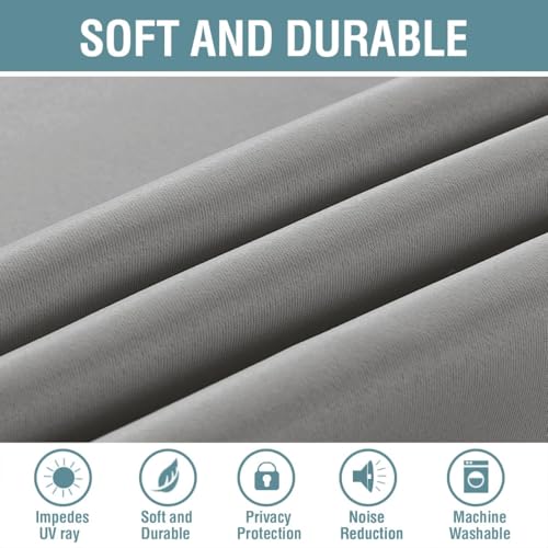 Image of H.VERSAILTEX Grey Blackout Curtains for Bedroom Thermal Insulated Room Darkening Blackout Curtain Panel for Door, Window Panel Drapes - 1 Panel - 52 inch Wide by 102 inch Long, Dove Gray, Grommet Top