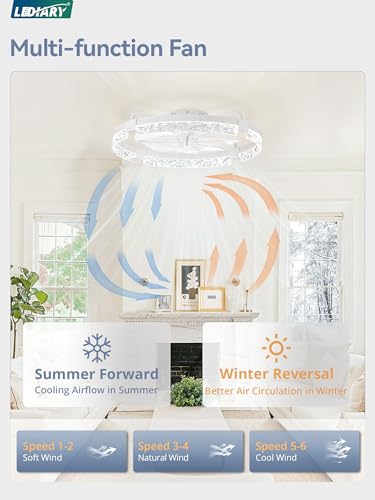 Image of LEDIARY 2-Pack 24 inch Ceiling Fans with Lights, APP & Remote, White