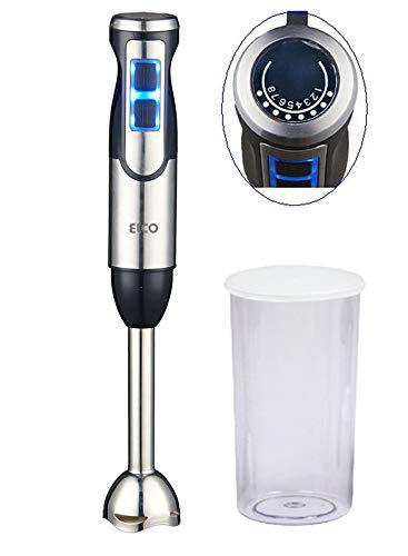 Elco PB-4110-2, Batidora De Mano acero Inoxidable Con 1000W, 8 Velocidades, botones iluminados, Incluye Vaso Medidor 0.6L.