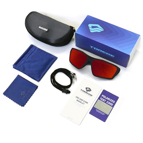 Polarized Sports Sunglasses for Men Women Fishing Running Driving Cycling Sunglasses (Matte Black&Black&Black Red Lens) - Thumbnail 7