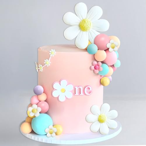 42Pcs Boho Daisy Flower Cake Topper Mini Balls Cake Decorati