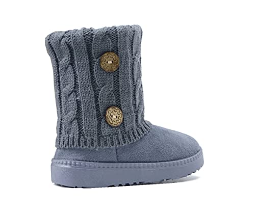 Image of REDVOLUTION Kids Boots Toddler Girls Cute 2 Buttons || Rhinestone Faux Fur Suede Knitting Shoe