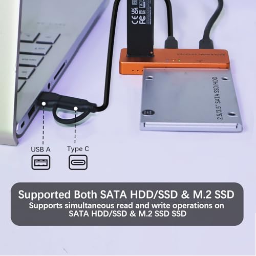 Caja externa para SSD M.2 NVMe SATA con USB 3.2 y cargador miniatura 3