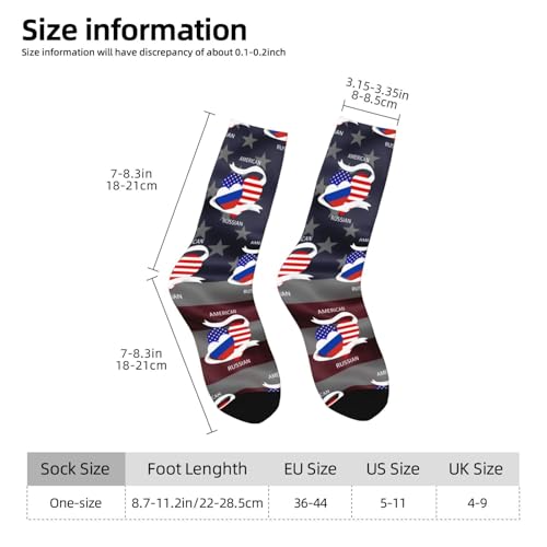 Half Russian Half America Flag Adult Polyester Crew Socks Breathable Moisture-Wicking Athletic Running Gym2 5