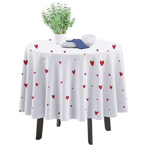 Image of 100% Cotton Printed Tablecloth for 4-6 Seater Dining Table for Home, Garden, Hotel and Restaurant, Pack of 1 Piece (Dark Red, 60 inch Round)