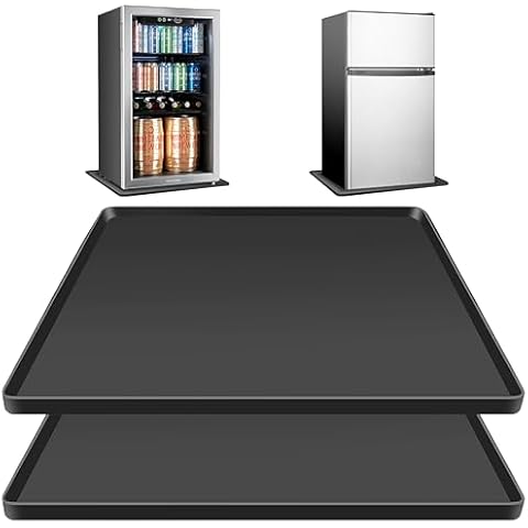 2 PCS Mini Fridge Silicone Mat with Raised Edges, 23.6''x23.6''x0.4'', Prevent Water Leakage, Moldy and Floor Damage from Washing Machines, Dryer, Mini Fridge, Wine Cabinet. Cover