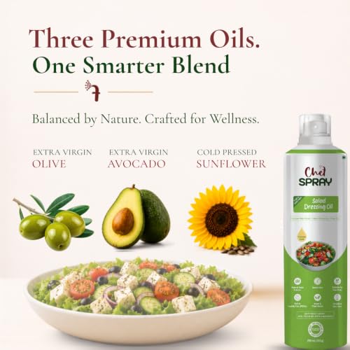 Image of ChefSPRAY Salad Dressing Oil Spray | Triple Cold-Pressed Oils (Avocado, Olive & Sunflower) | Zesty Mediterranean Herbs | 4 Kcal Per Spray | Preservative-Free | For Salads, Pasta, Roasting & Air Frying
