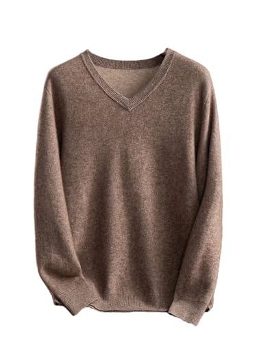 Men's Cashmere Sweater V-Neck Pullover Casual Cashmere Knitwear Long Sleeve Tops