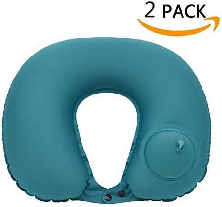 IMPORX 2 Pack Hand-Press Inflatable Travel Pillow, Soft Waterproof Travel Air Pillow, U Neck Pillow for Airplane, Car Traveling, Office Nap