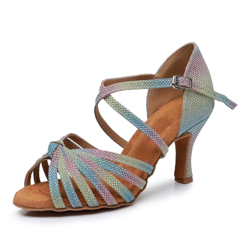 SWDZM Womens Latin Salsa Dance Heels for Women Comfortable Ballroom Dance Practice Shoes