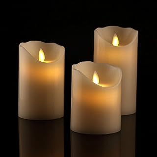 Antizer Flameless Candles 4" 5" 6" Set of 3 Ivory Dripless Real Wax