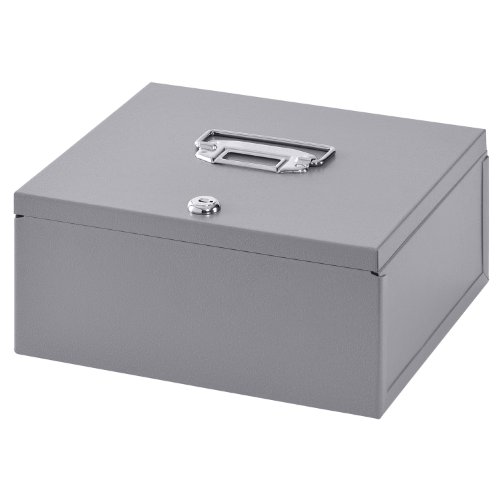 Buddy Products Heavy Duty Locking Metal Strong Box, 8.5 x 4.625 x 10 Inches, Grey (0526-1) - Thumbnail 2