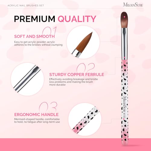 Image of MelodySusie 3Pcs Acrylic Nail Brush Set, Size 8 /10 /14