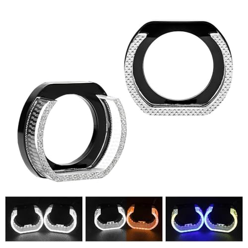 Image of AutoBizarre 2Pcs 3 Inch LED Angel Eyes Halo Ring Headlight Shrouds Cover Mask 5D Crystal RGB DRL Lights with Mobile Application Control for All Cars, Vans, SUVs, etc (U)