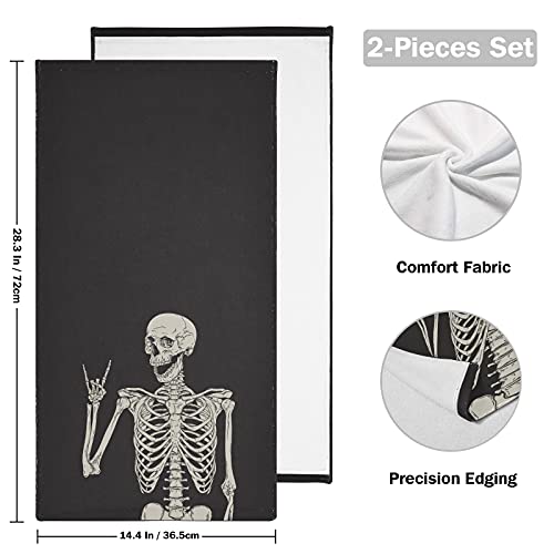 Auuxva Human Skeleton Skull Hand Towels Set Of 2,Funny Gothic Halloween Bathroom Towel Soft Highly Absorbent Small Bath Towel Kitchen Dish Guest Towel For Hand Face Gym Spa Home Decorative, 28X14 In #TOP1