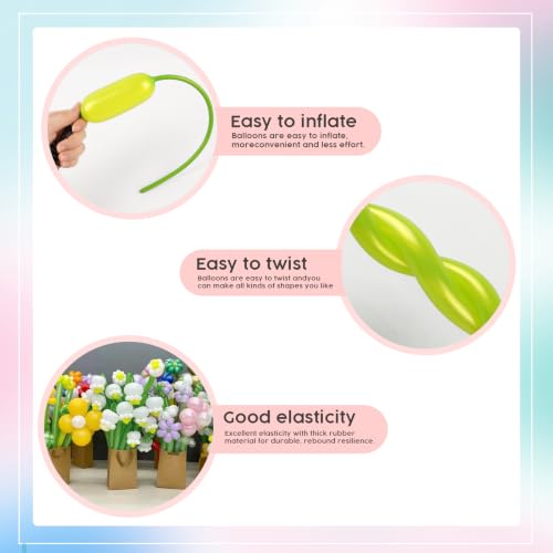 Image of Pearl Light Green Long Balloons - 260 Balloons for Balloon Arch & Party | Pearl Light Green long balloons for balloon arch & wedding party decorations, thick latex & easy to inflate, great for birth