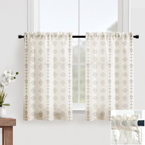 Amazon.com: Short Curtains for Windows,Boho Farmhouse Kitchen Curtains ...